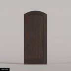 Tivoli arched door in Wenge, with a vertical-plank wood panel. Labeled wood species view.