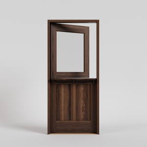 walnut Craftsman T Window Dutch Door With Glass