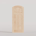 Verona arched door in Maple, with a sunburst upper panel and vertical-plank lower panel.
