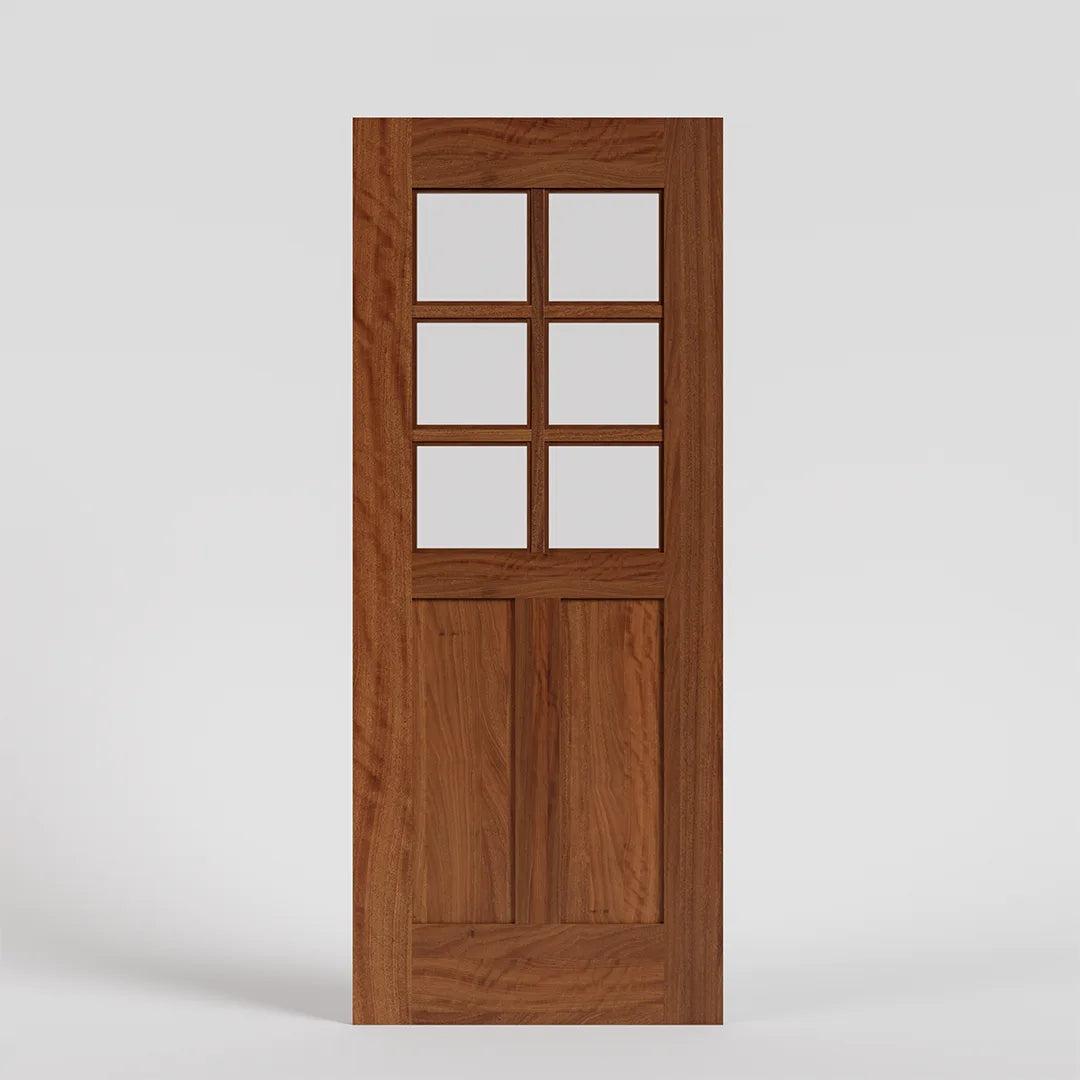 Zola Half Glass French Door For Exterior Entry in Sapele