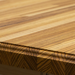 Zebra wood - roman ogee butcher block countertop - edge detail