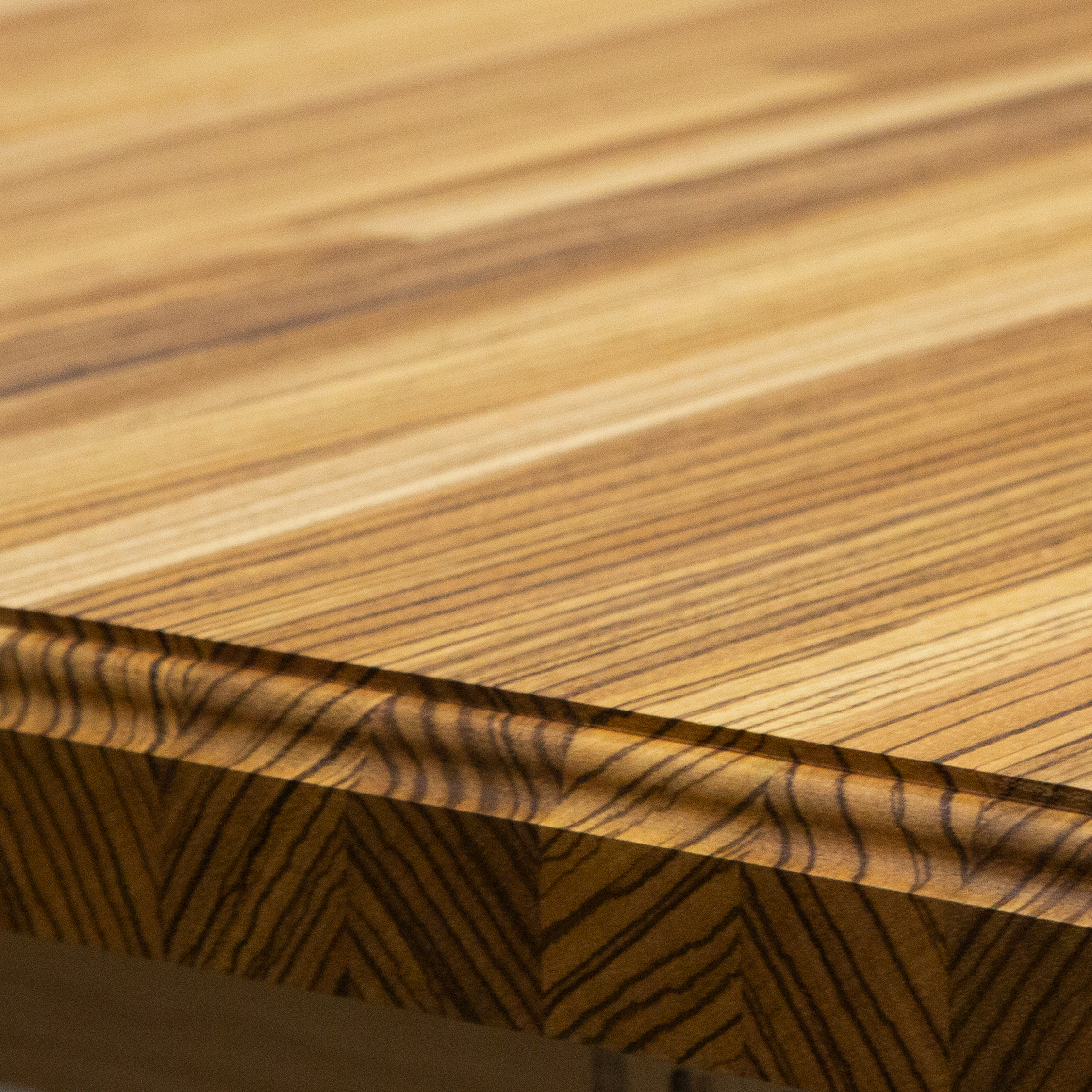 Zebra wood - roman ogee butcher block countertop - edge detail