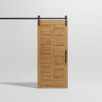 Mid-Century Modern Center Bar Sliding Barn Door by RealCraft. Featuring tongue and groove panels.