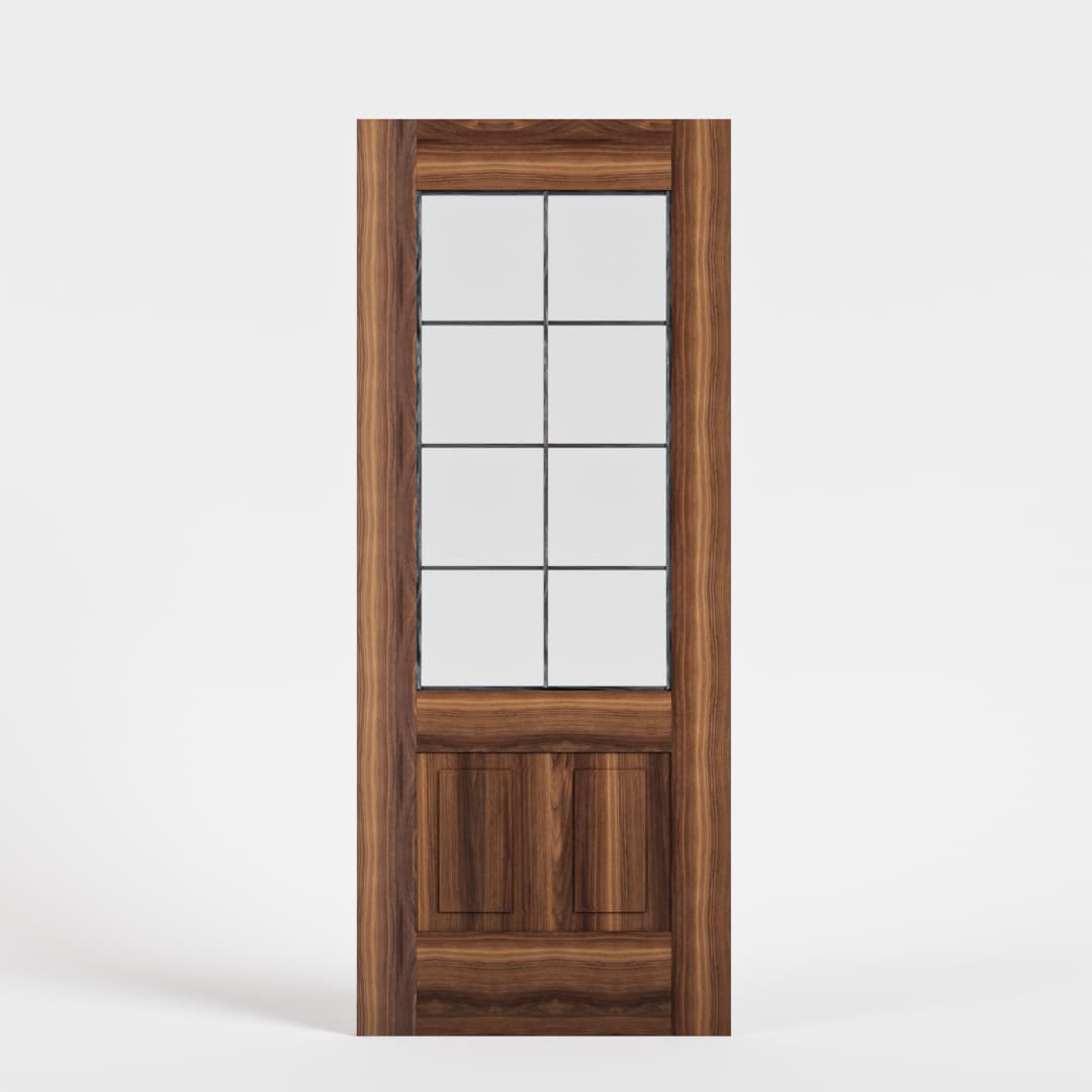 Walnut Wood 3/4 French Glass Exterior Front Door