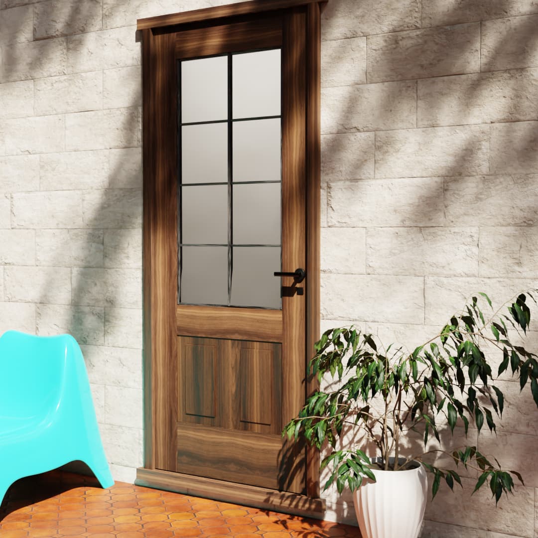3/4 French Glass Exterior Front Door in a patio area