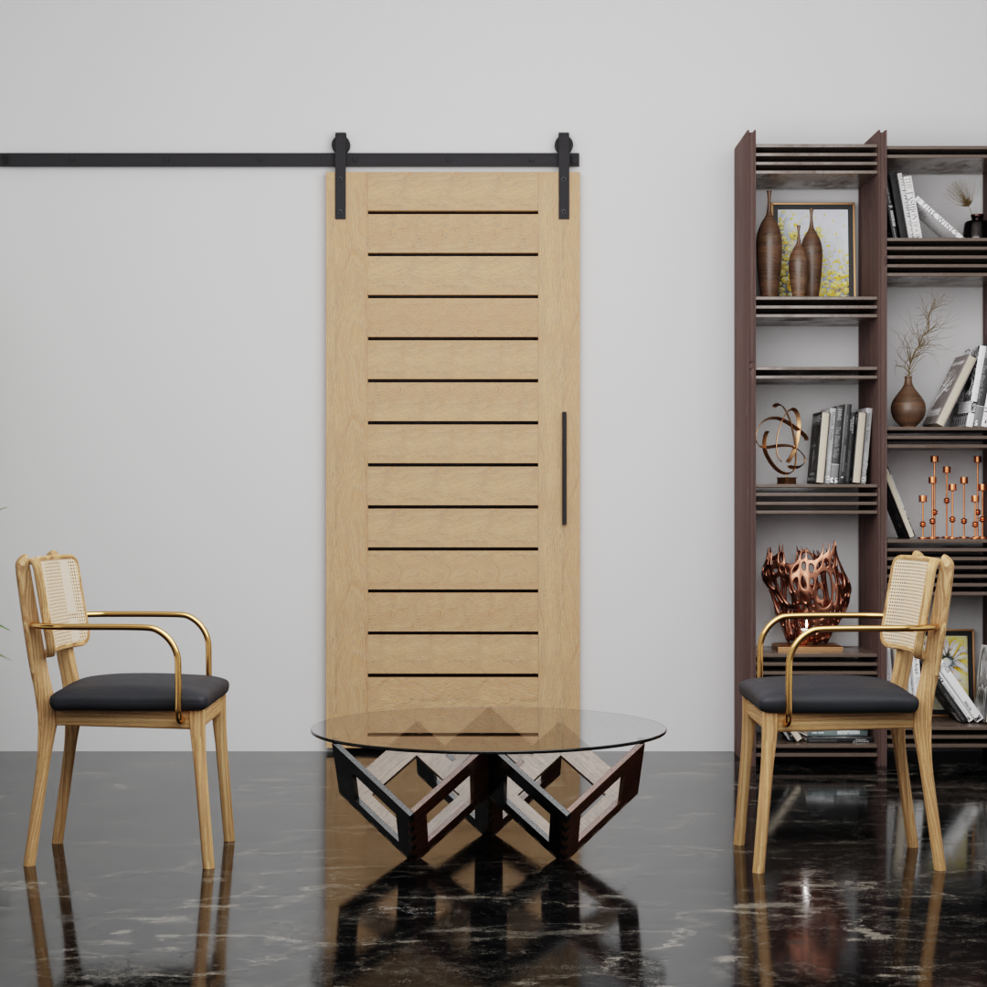 Mid-Century Modern Plank Screen Sliding Barn Door by realcraft