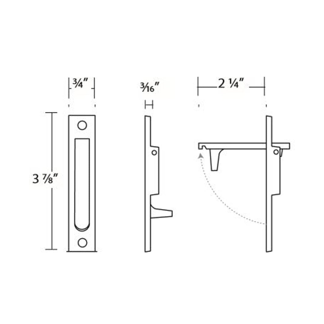 Solid Bronze Edge Pull Pocket Door Handle Product Dimensions