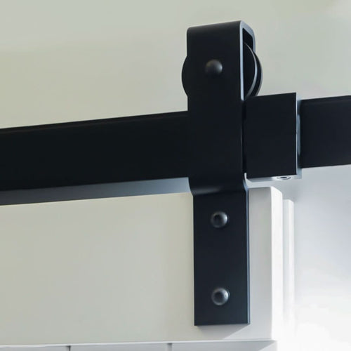 Cavity Sliders Barn Door Track at RealCraft - Hangers close up