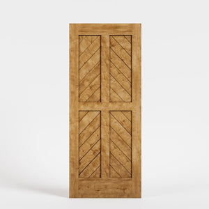 White Oak Chevron Four Panel Solid Core Exterior Front Door