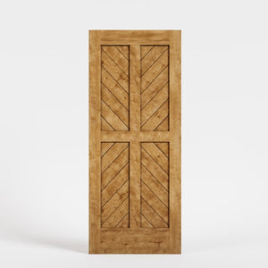 White Oak Chevron Four Panel Solid Core Exterior Front Door