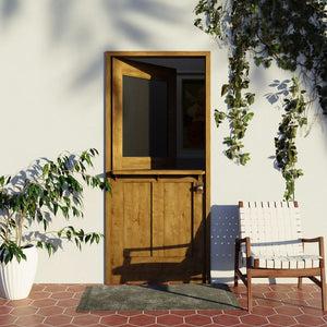 Craftsman T-Window Dutch Door in a patio area