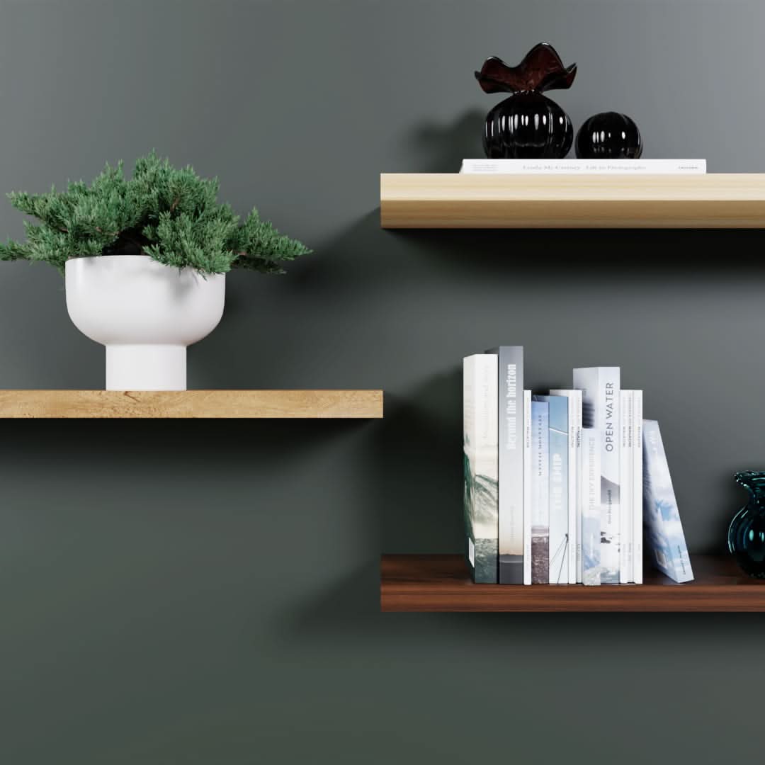 Floating Wood Shelf on modern interior