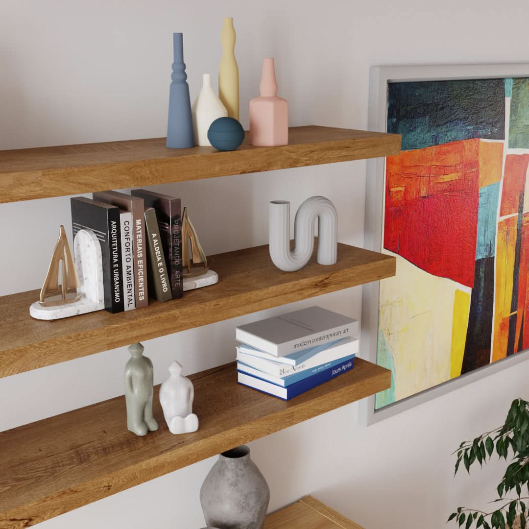 Modern floating shelves