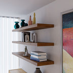 Three Rustic White Oak Floating Shelves