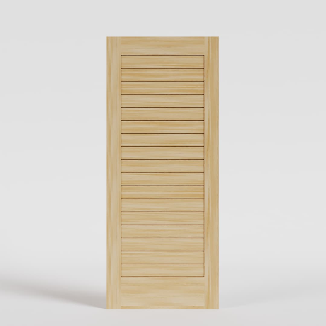 Maple Wood Modern Flush Plank Solid Core Exterior Front Door - horizontal tongue-and-groove-panel