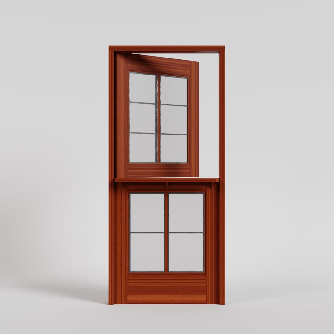 Mahogany Wood Dutch Door with Glass