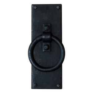 Hand-Forged Squared Rustic Ring Barn Door Pull