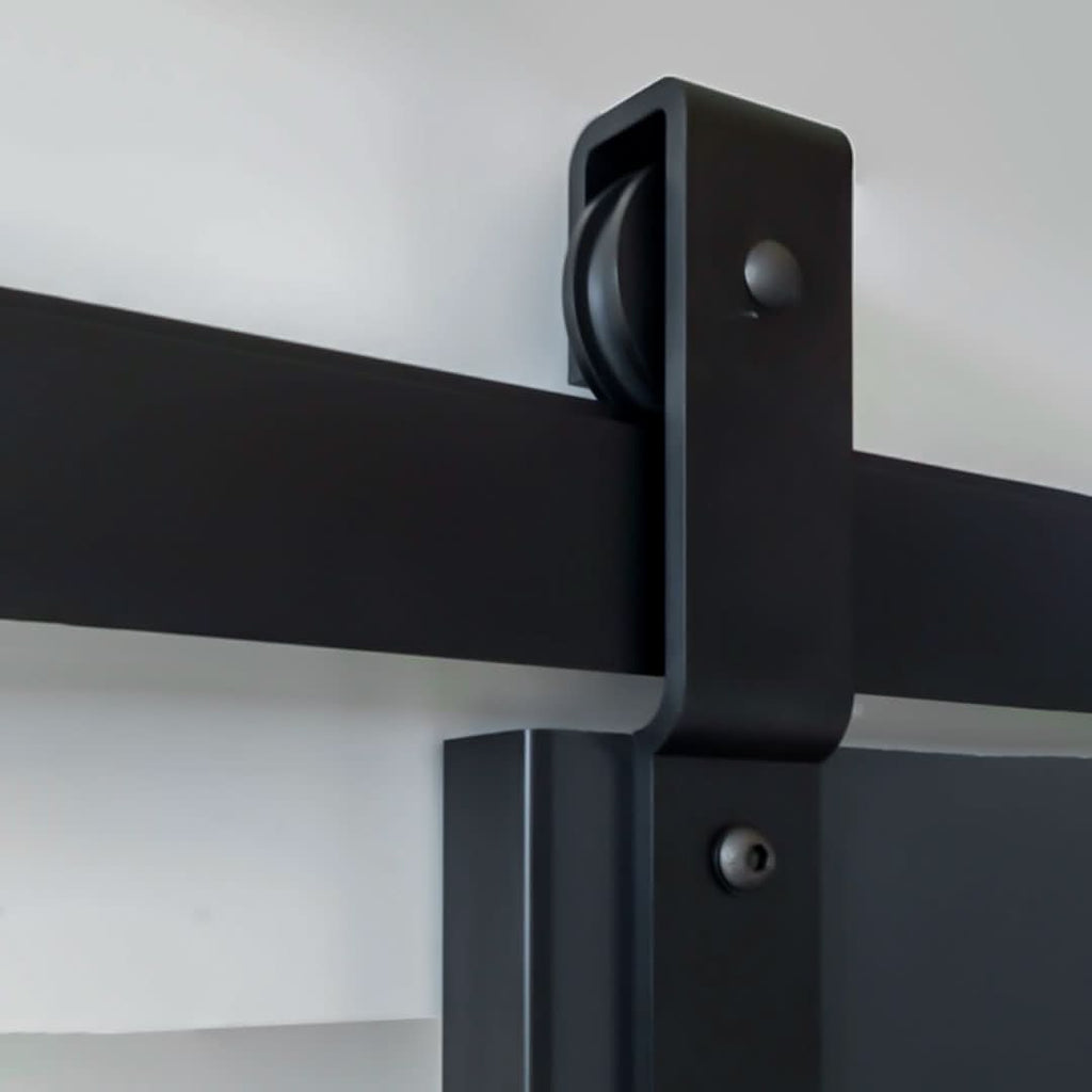 Cavity Sliders Barn Door Track at RealCraft - Hangers close up