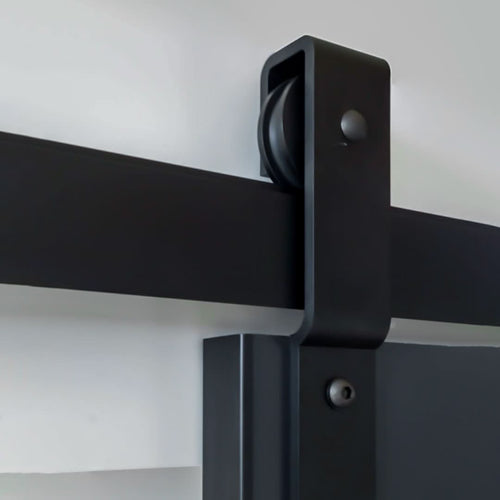 Cavity Sliders Barn Door Track at RealCraft - Hangers close up