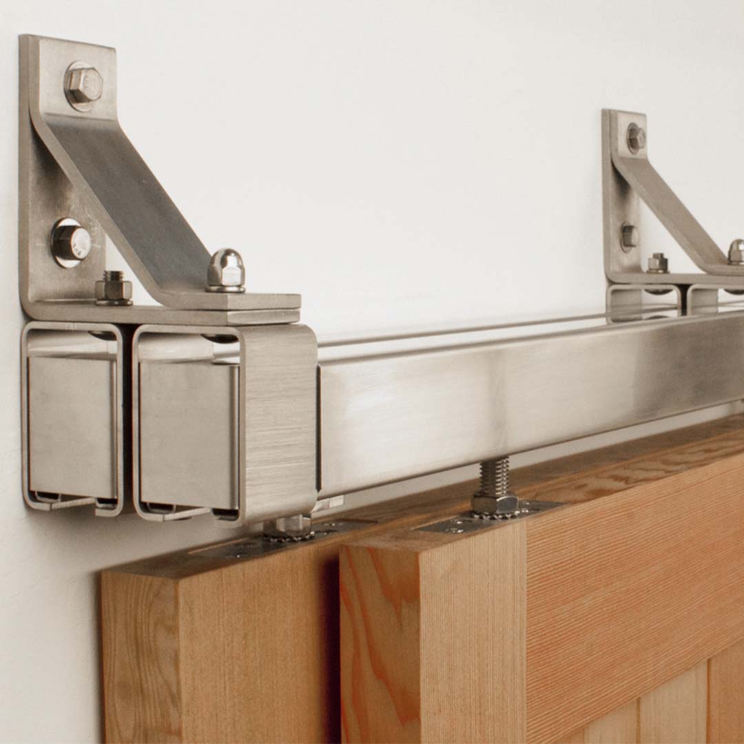 Stainless Steel Box Rail Bypass installed on a beech wood