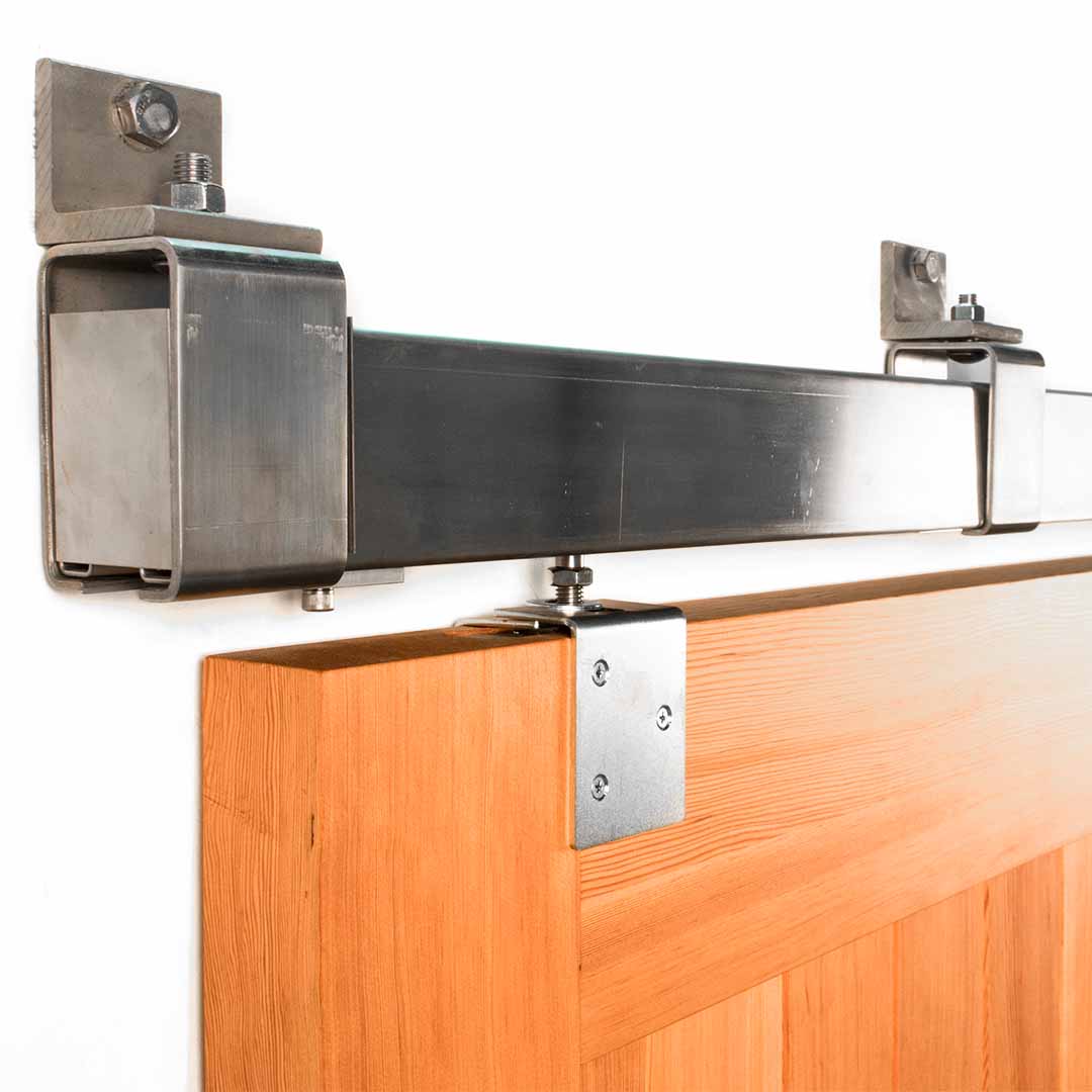 Stainless Steel Box Track Heavy Duty Sliding Barn Door Hardware Kit (600 lb)