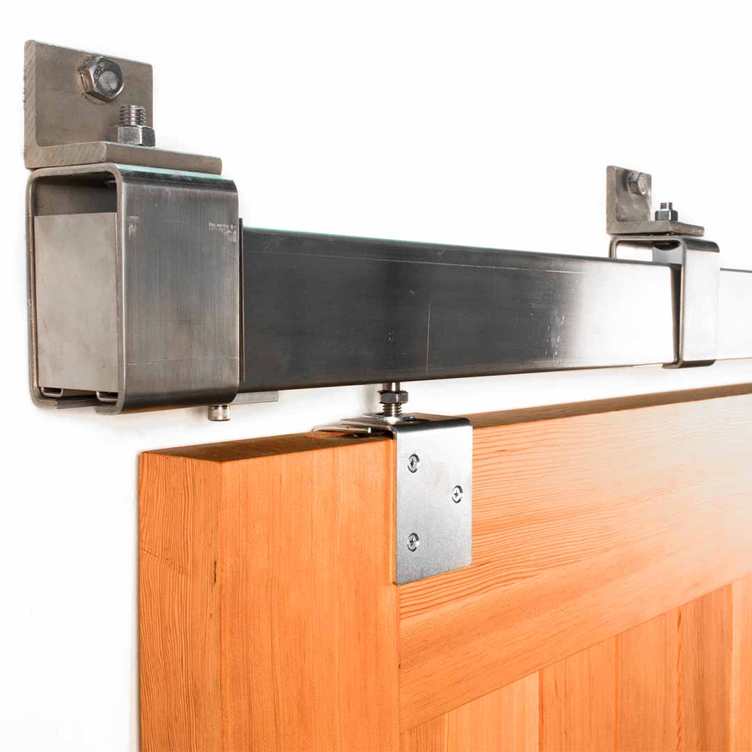 Stainless Steel Box Rail Barn Door Hardware Heavy Duty Interior &amp; Exterior (600 lb)