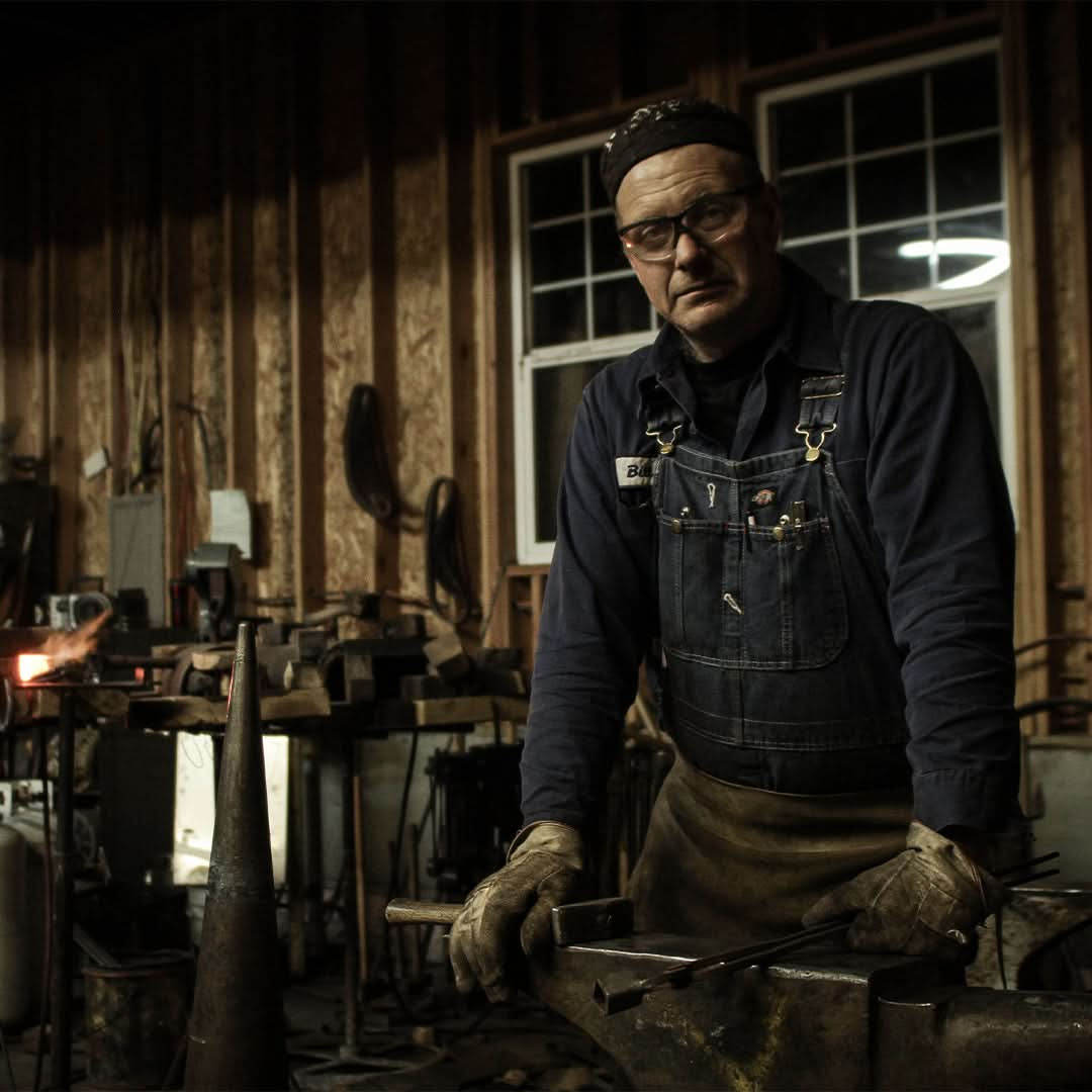 RealCraft Metalworks - Shot of our Blacksmith's shop where they hand-forge our strap hinges.