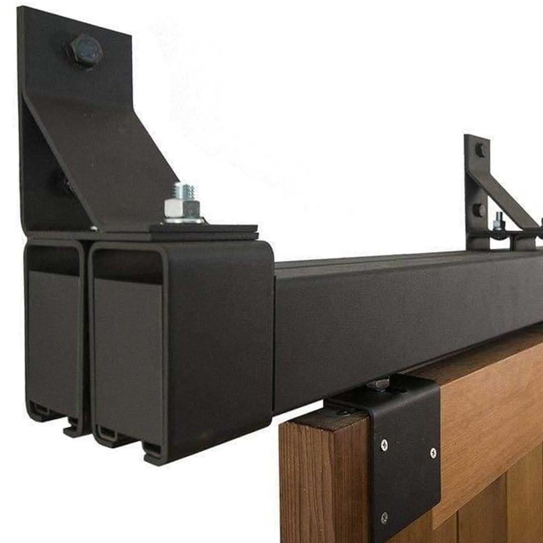 Box Track Heavy Duty Bypass Barn Door Hardware Kit (600 lb)
