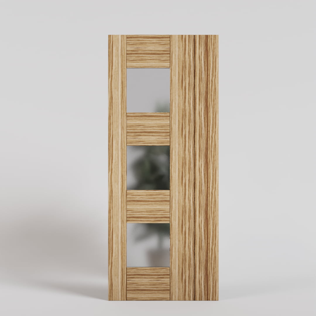 Tri Window Mid-Century Modern Pocket Doors