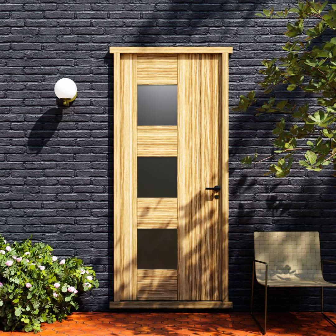 Sonoma Mid-Century Modern Tri Window Entry Door