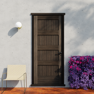 Four Panel Horizontal Wood Exterior Entry Door