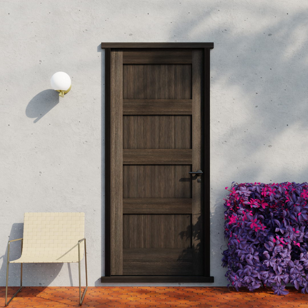 Foxdale Four Panel Horizontal Wood Exterior Entry Door