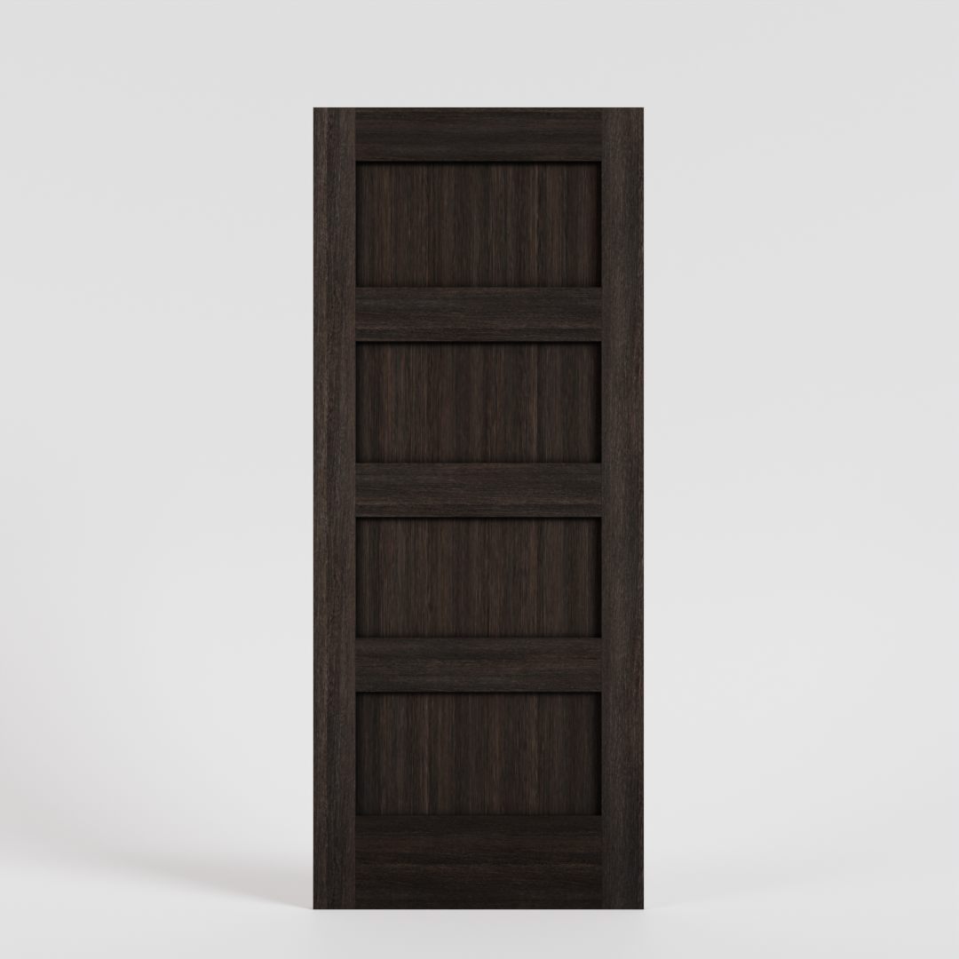 Wenge Wood Four Panel Horizontal Solid Core Exterior Front Door