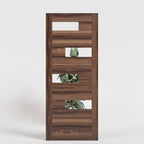 Modern Offset Slat Solid Core Exterior Door With With  Glass