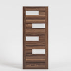 Offset Slat Solid Core Modern Wood Front Door With Glass