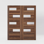 Offset Slat Modern Wood Double Front Entry Doors With Glass
