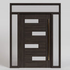 Ojai Offset Slat Solid Wood Modern Wood Pivot Door With Glass