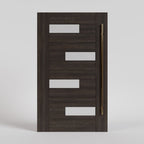 Ojai Offset Slat Solid Wood Modern Wood Pivot Door With Glass