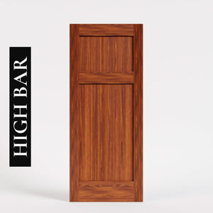 Sapele Mahogany Shaker Double Panel Solid Core Exterior Door High Bar