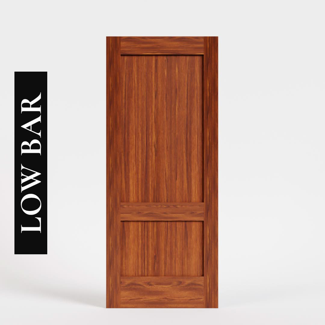 Sapele Mahogany Shaker Double Panel Solid Core Exterior Door Low Bar