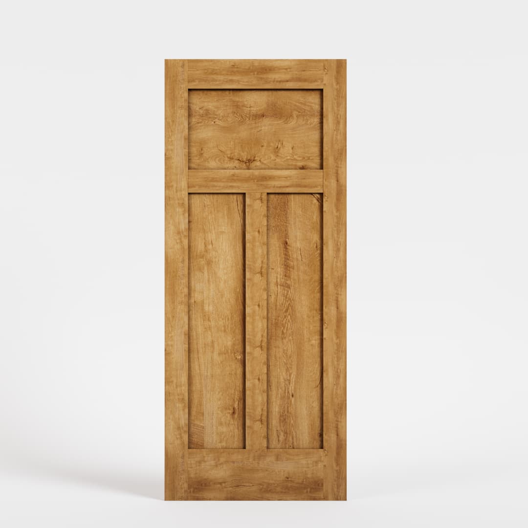 Four Panel Horizontal Wood Exterior Entry Door