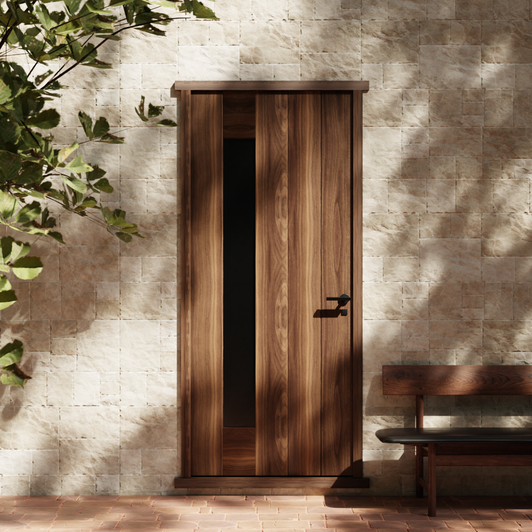 Mid-Century Modern Front Door With Side Window