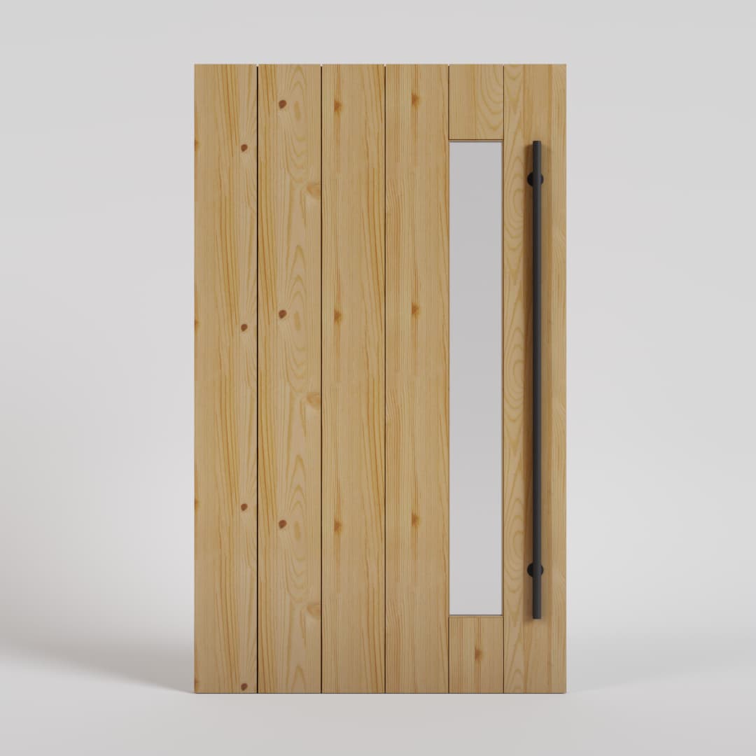 Mid-Century Modern Pivot Door With Side Window