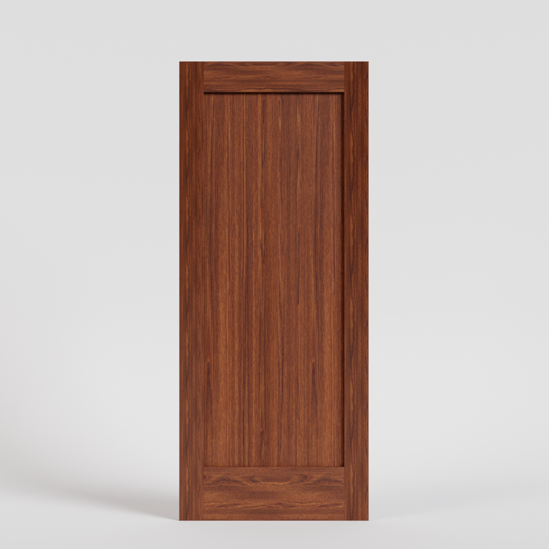 Sapele Mahogany Wood Shaker Classic Single Panel Solid Core Exterior Front Door