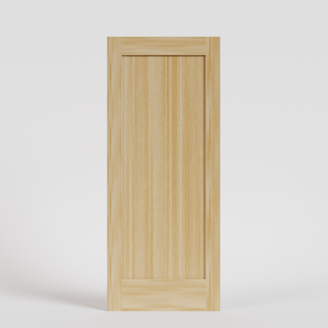 Maple Wood Shaker Classic Single Panel Solid Core Exterior Front Door on white background