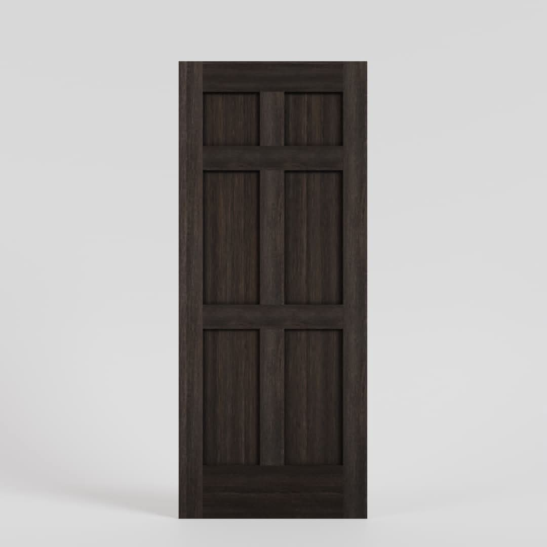 Wenge Wood Mid-Century Modern 6 Panel Solid Core Exterior Door