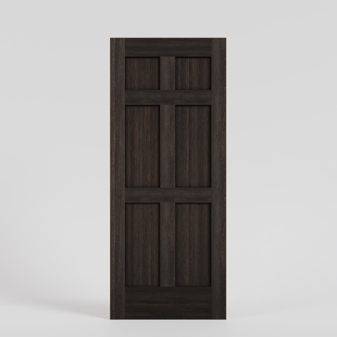 Wenge Wood Mid-Century Modern 6 Panel Solid Core Exterior Door