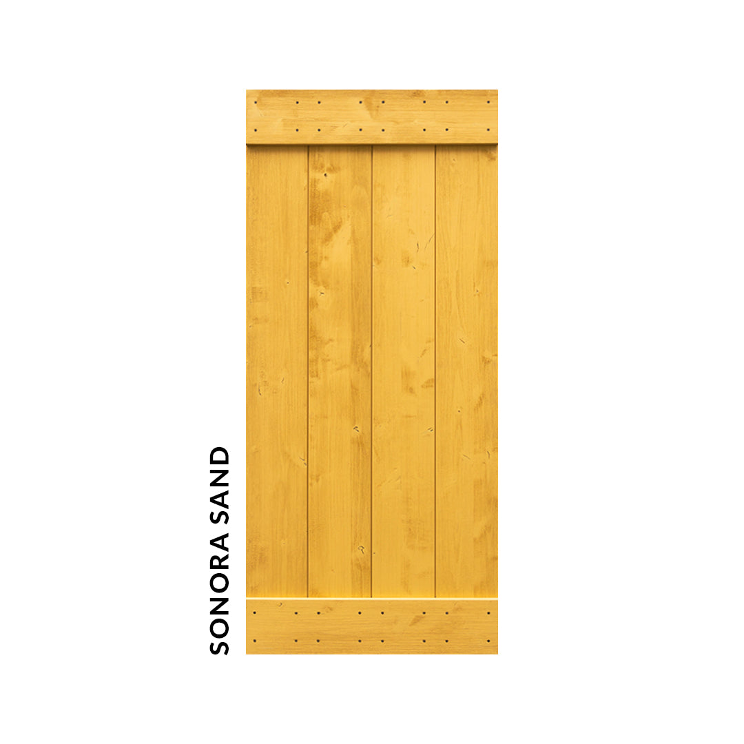 Sonora Sand Yellow weathered wood sliding barn door