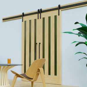 The Tacoma Sliding Barn Door With Vertical Glass Panels