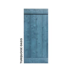 turquoise oasis blue sliding barn door made with weathered wood